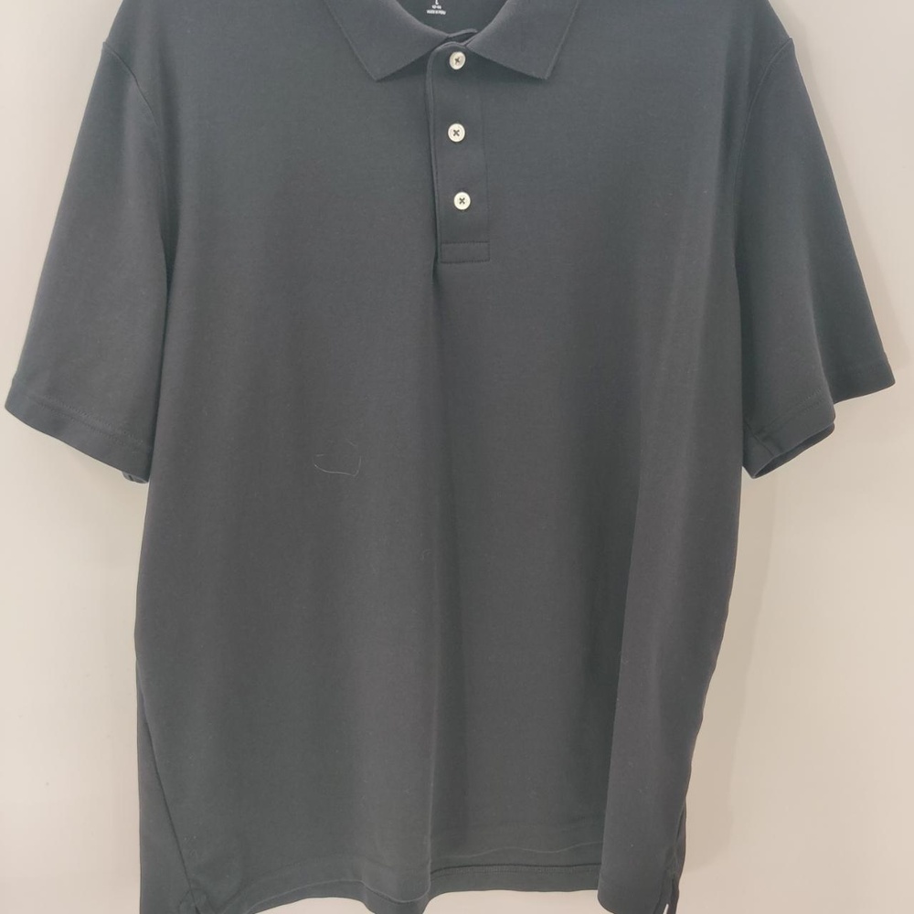 Lands End Shirt Mens Size L 42-44 Black Polo Button Placket Short Sleeve Classic - Picture 5 of 9